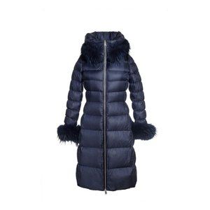 ADD - Down Coat With Fur Trim - Navy - 42